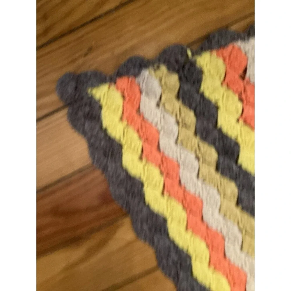 Vintage Afghan Blanket Crochet Shell Grannycore 70s‎ Gold 90x60 Large Whimsigoth